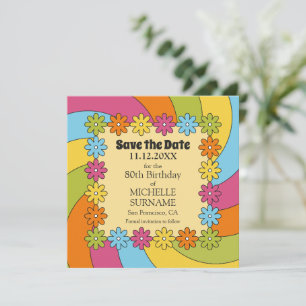 80th Birthday Retro 60s Music Groovy Party Save The Date