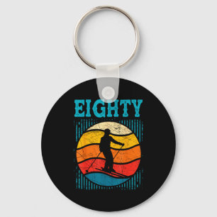 80th birthday retro ski skiing 80 year old men key ring