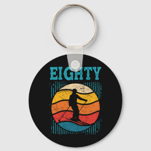 80th Birthday Retro Ski Skiing 80 Year Old Men Wom Key Ring