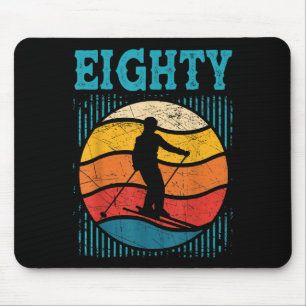 80th Birthday Retro Ski Skiing 80 Year Old Men Wom Mouse Pad