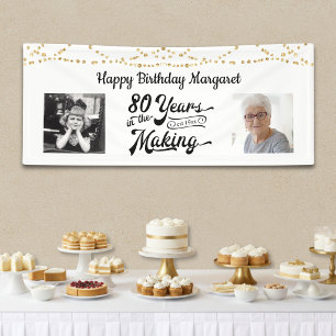 80th Birthday Retro String Lights 2 Photos Banner