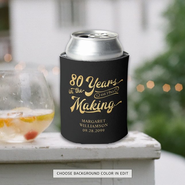 80th Birthday Retro Years in the Making Name Can Cooler (Creator Uploaded)