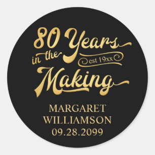 80th Birthday Retro Years in the Making Name Classic Round Sticker