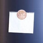 80th birthday rose gold blush save the date magnet<br><div class="desc">Elegant, classic, glamourous and girly Save the Date magnet for a 80th birthday party. Rose gold and blush gradient background. Decorated with rose gold confetti. Personalise and add a name. The name is written with a modern dark rose coloured hand lettered style script. Number 80 is written with a balloon...</div>