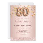 80th birthday rose gold blush stars
