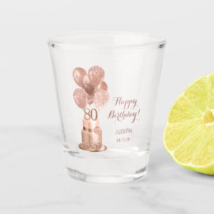 80th Birthday Rose Gold Cake Shot Glass