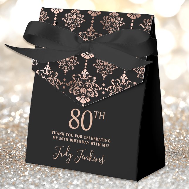 80th Birthday Rose Gold Elegant Thank You  Favour Box (Creator Uploaded)