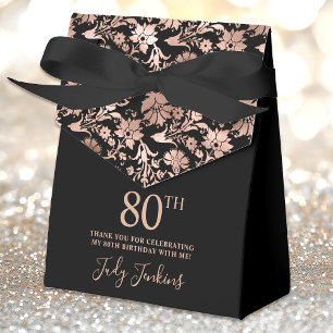 80th Birthday Rose Gold Floral Thank You Favour Box