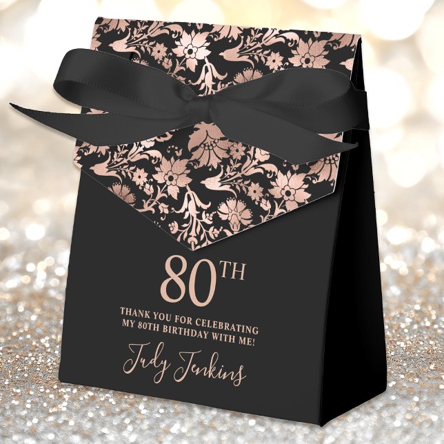 80th Birthday Rose Gold Floral Thank You  Favour Box (Creator Uploaded)