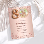 80th Birthday rose gold photo stars Invitation<br><div class="desc">A modern,  stylish photo invitation for a 80th birthday party.  A rose gold gradient background,  decorated with stars. Personalise and add your party details.</div>