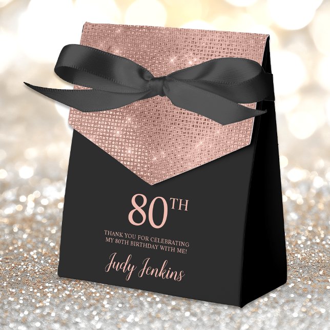 80th Birthday Rose Gold Thank You Favor Box (Creator Uploaded)