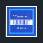 80th Birthday Royal Blue Frame Custom V01G Napkin<br><div class="desc">80th Birthday Royal Blue Frame Custom V01G This modern design makes an elegant custom birthday napkin. Personalise with a name and date! All text is totally customisable, so also suitable for an 81 82 83 84 85 86 87 88 and 89 year birthday, or any other birthday year you need....</div>