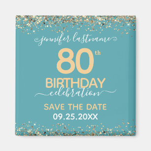 80th Birthday Save the Date Magnet
