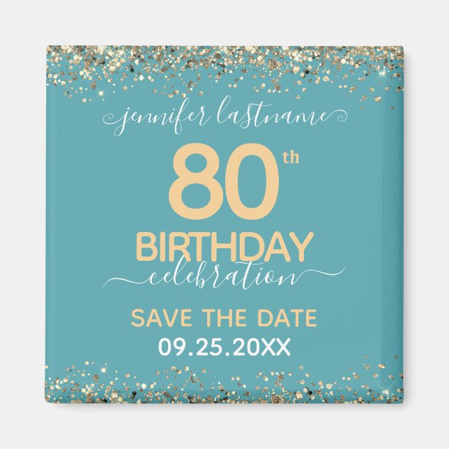 80th Birthday Save the Date Magnet (Front)