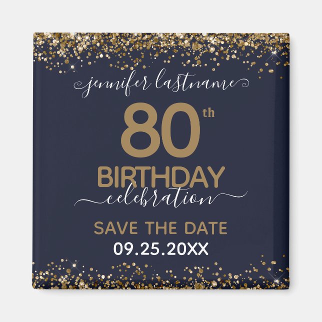 80th Birthday Save the Date Magnet (Front)