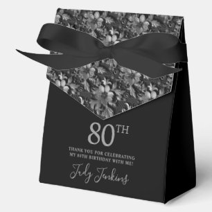 80th Birthday Silver Floral Thank You Favour Box