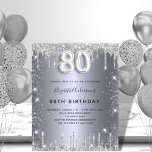 80th birthday silver glitter budget invitation flyer<br><div class="desc">Please note that this invitation is on flyer paper and very thin. Envelopes are not included. For thicker invitations (same design) please visit our store. A modern, stylish and glamourous invitation for a 80th birthday party. A faux silver looking background, decorated with glitter dust. Personalise and add your name and...</div>