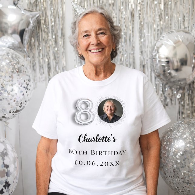 80th birthday silver photo T-Shirt (Creator Uploaded)