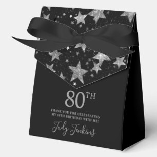 80th Birthday Silver Stars Thank You Favour Box