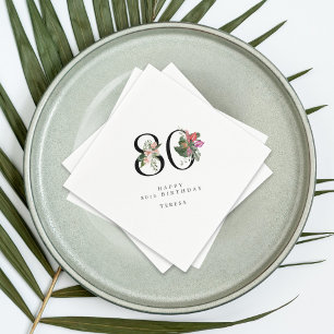 80th Birthday Simple Elegant Tropical Invitation Napkin