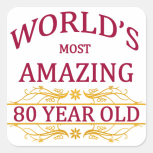 80th. Birthday Square Sticker