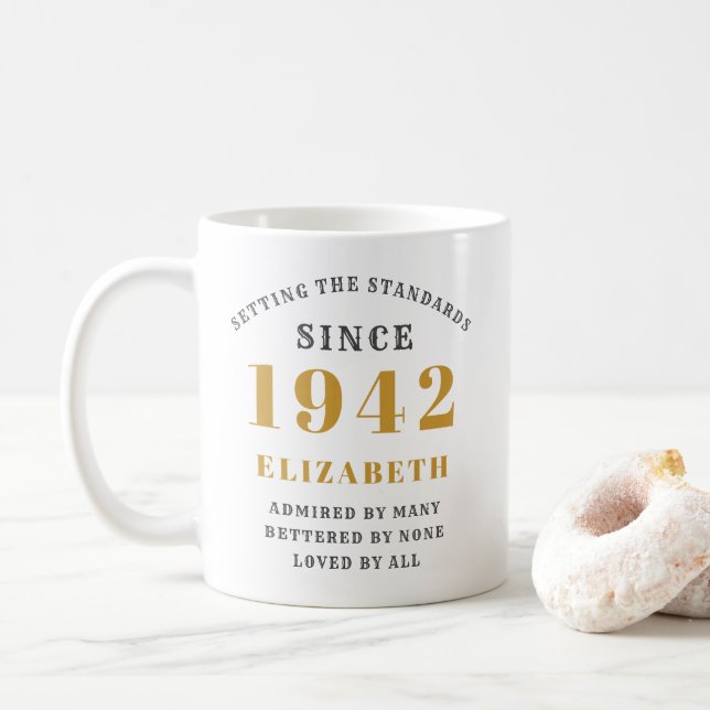 80th Birthday Standards Born 1942 Add Your Name Coffee Mug (With Donut)