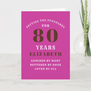 80th Birthday Standards Vibrant Pink Add Your Name Card