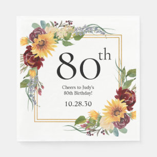 80th Birthday Sunflowers Napkin