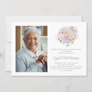 80th Birthday Surprise Party Flower Bouquet Invitation