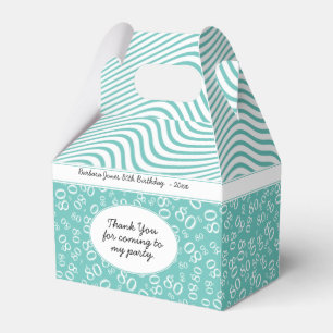 80th Birthday Teal/White Number Pattern 80 Favour Box