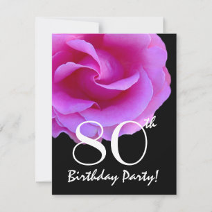 80th Birthday Template Pink Rose For Her W416