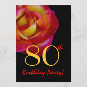80th Birthday Template - Red and Yellow Rose
