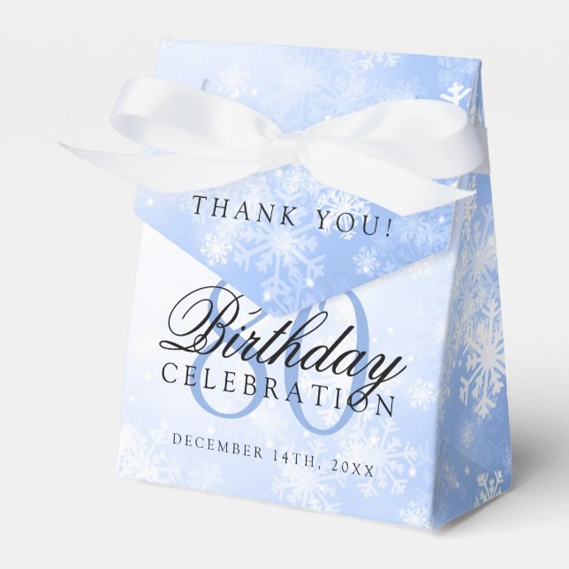 80th Birthday Thank You Blue Winter Wonderland Favour Box (Front Side)