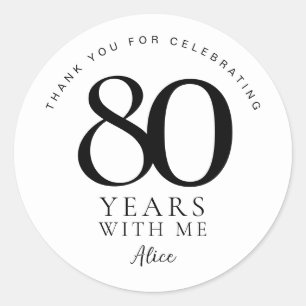 80th Birthday Thank You Favor Party Stickers