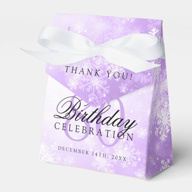 80th Birthday Thank You Purple Winter Wonderland Favour Box (Front Side)
