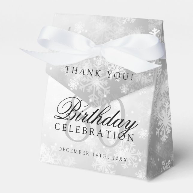 80th Birthday Thank You Silver Winter Wonderland Favour Box (Front Side)