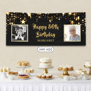 80th Birthday Then & Now Photos Personalised Banner
