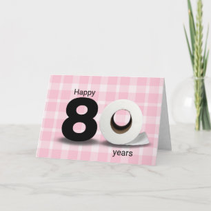 80th birthday toilet paper roll on plaid card
