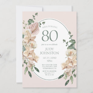 80th Birthday Tropical Floral Invitation