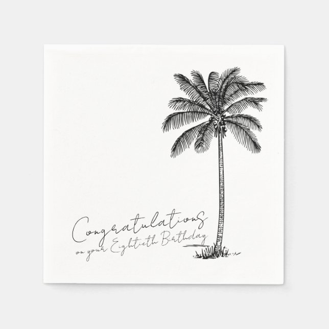 80th Birthday Tropical Palm Tree Congratulations Napkin (Front)