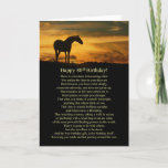 80th Birthday Uplifting Words with Horse Card<br><div class="desc">Turning 80!  A wonderful birthday card with a beautiful horse in a sunset.  Kind wise words of all the great things about being older or 80. Happy 80th birthday!</div>