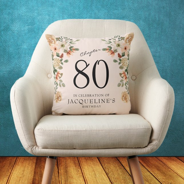 80th Birthday Vintage Floral Cushion (80th Birthday Vintage Floral Throw Pillow
Throwback to a time of elegance and charm.)