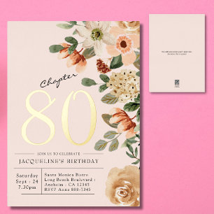80th Birthday Vintage Floral Gold