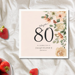 80th Birthday Vintage Floral Napkin