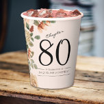 80th Birthday Vintage Floral Paper Cups<br><div class="desc">Sophisticated and elegant floral addition to any 80th birthday party celebration. A simple and classically elegant design. Easily personalised using the template provided.</div>