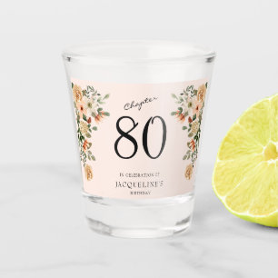 80th Birthday Vintage Floral Shot Glass