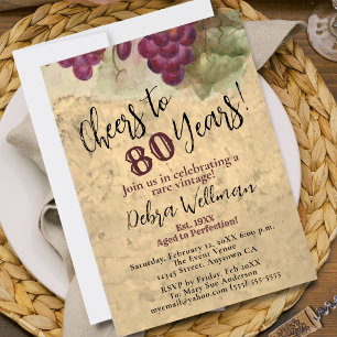 80th Birthday Wine Elegant Cheers to 80 Years Invitation