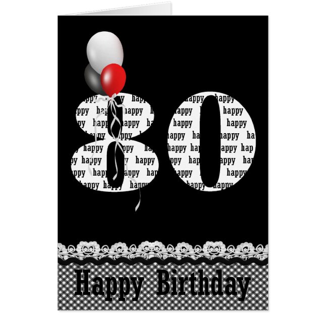 80th birthday with balloon bouquet (Front)