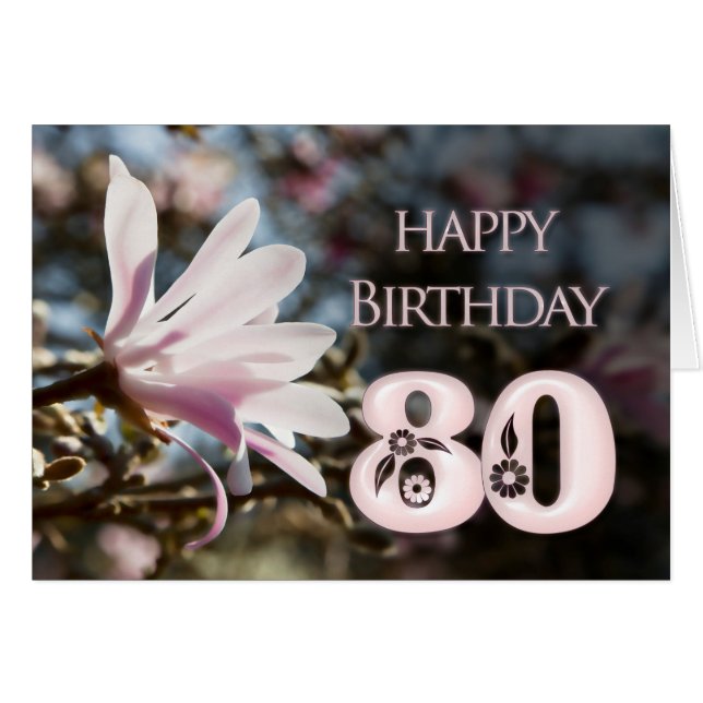 80th Birthday with magnolia (Front Horizontal)