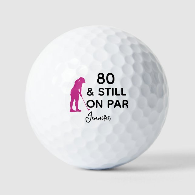 80th Birthday Women Golfer Funny Custom Golf Balls (Front)
